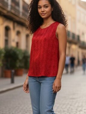 Rafael RED sleeveless top, Size S